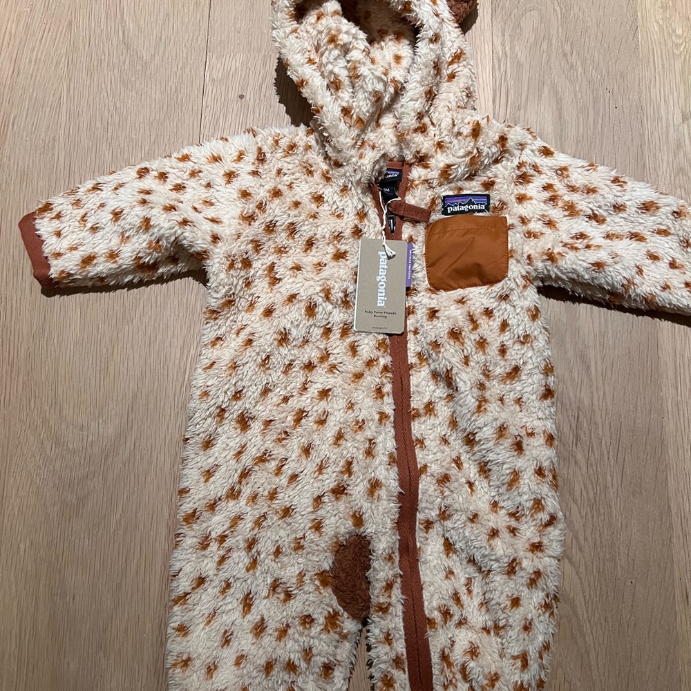 Patagonia Baby Furry Onesie - Brown and White